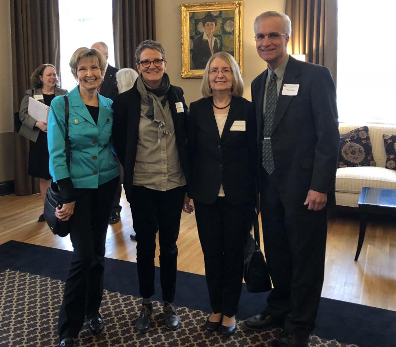 Professors Mizejewski, Winnubst, Bystydzienski, and Hahn at the ceremony. Professors Mizejewski, Winnubst, Bystydzienski, and Hahn at the award ceremony.