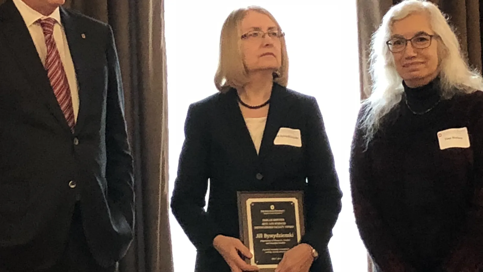 Dr. Bystydzienski accepting her award.