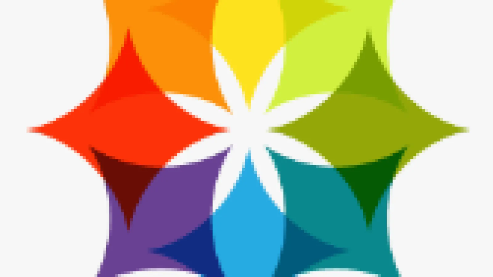 Transforming Care Conference logo (rainbow-colored octagon with points)