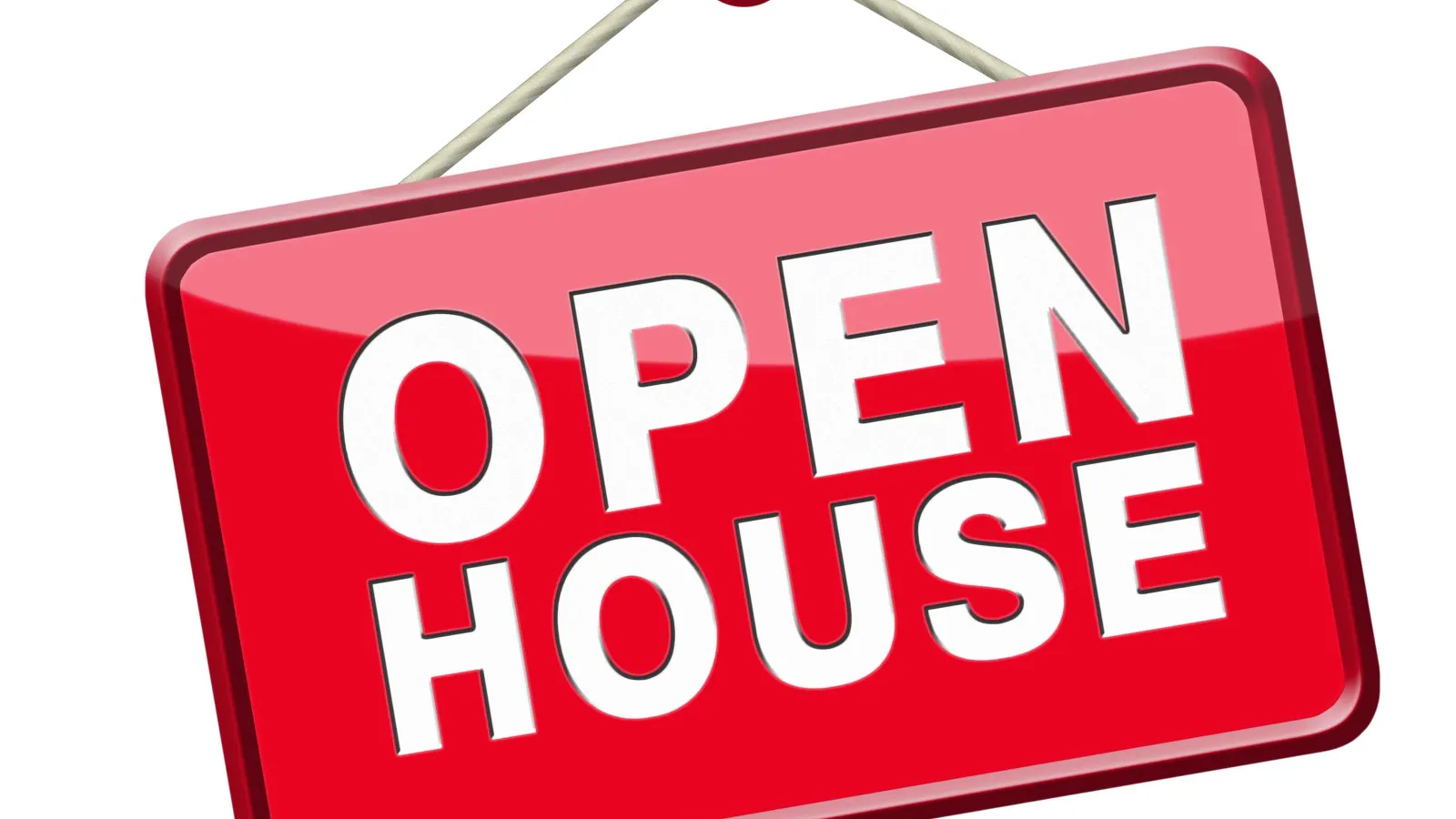 Picture of a red sign that says Open House.
