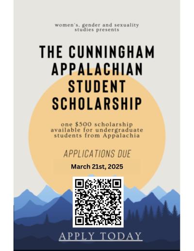 Flyer advertising the Cunningham Appalachian Student Scholarship