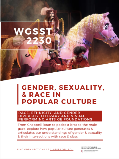 WGSST 2230: Gender, Sexuality & Race in Pop Culture course flyer and description