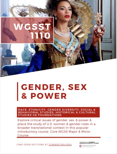 WGSST 1110: Gender, Sex & Power course flyer & description