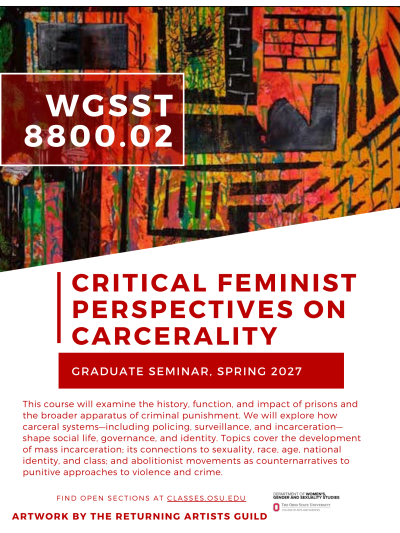 WGSST 8800.02: Critical Feminist Perspectives on Carcerality course flyer and description