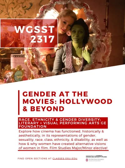 WGSST 2317: Gender at the Movies: Hollywood & Beyond course flyer and description