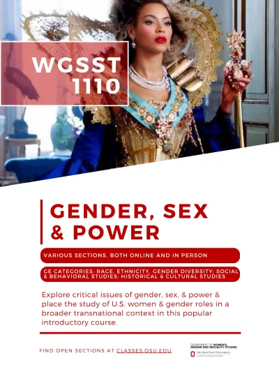 WGSST 1110: Gender, Sex & Power course flyer & description