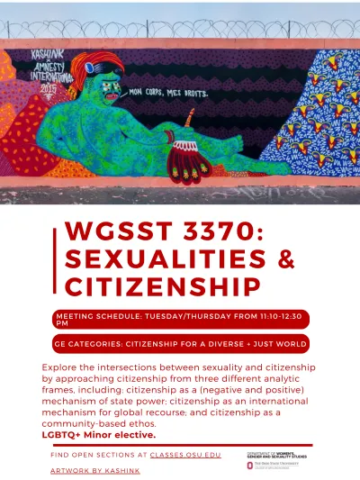 WGSST 3370: Sexualities & Citizenship course flyer and description