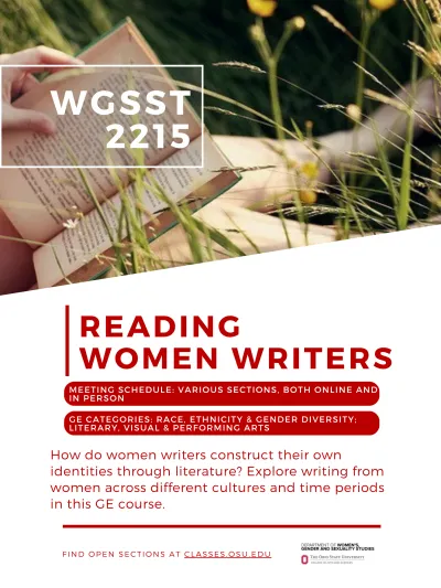 WGSST 2215: Women Writers course flyer and description