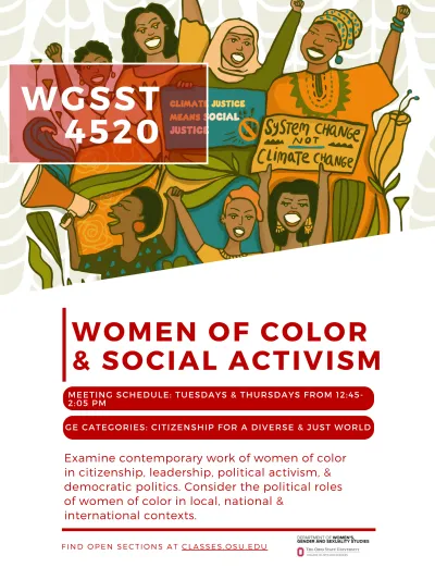 WGSST 4520: Women of Color & Social Activism course description and flyer
