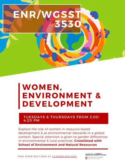 WGSST 3530: Women, Environment & Development course description and flyer