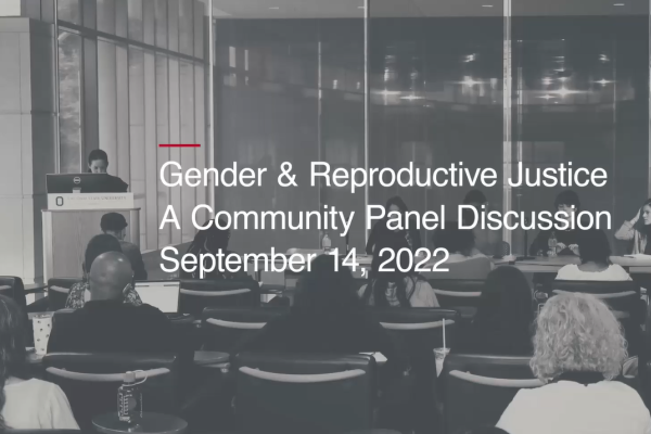 Title screen for reprodutive justice panel video