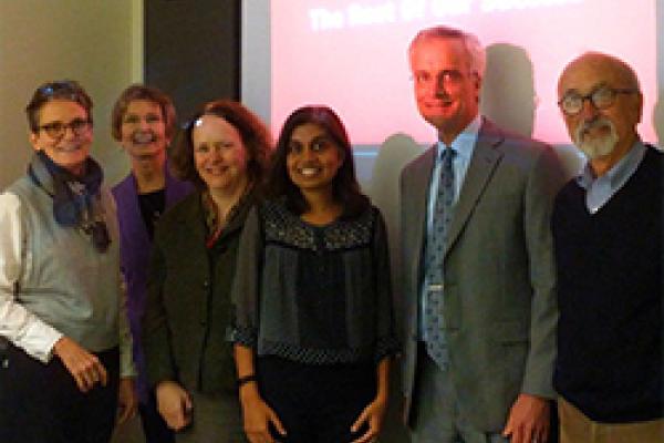 Several OSU members celebrating Dr. Sreenivas' achievement.