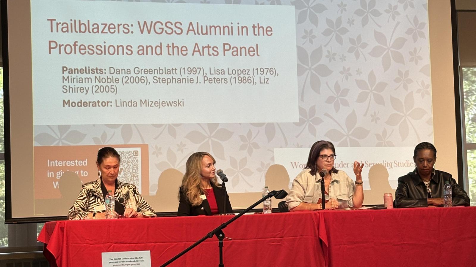 Panelists on stage during panel titled, WGSS Alumni in the Professions and Arts